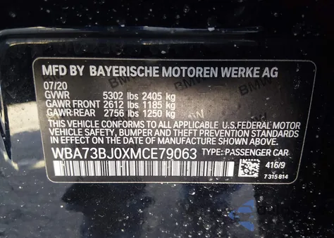 2021 BMW 540I xDrive z USA, uszkodzony, nr VIN WBA73BJ0XMCE79063
